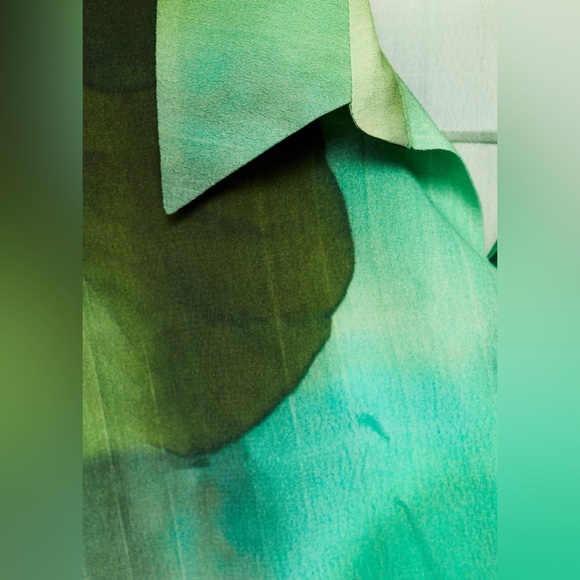 Mango Green printed bow Dress NWT - Picture 6 of 7